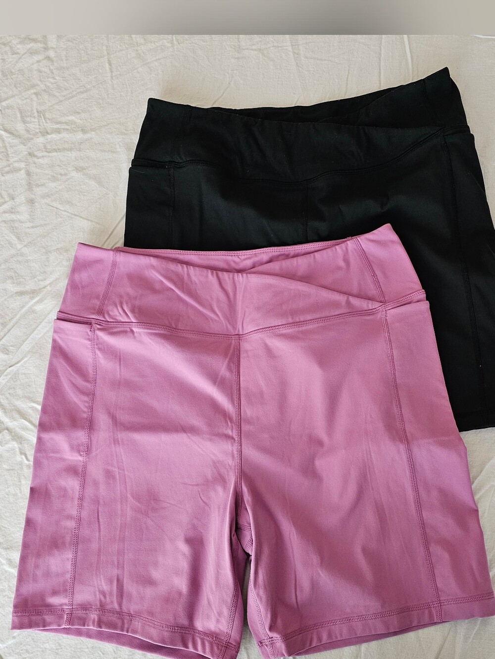 Danskin Women's High-Rise Bike Shorts Duo - Black & Mauve Pink